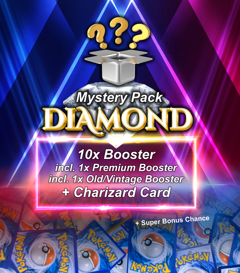 Pokmon Mystery Pack Diamond - 10 Booster + Charizard Card - Manga Mouse